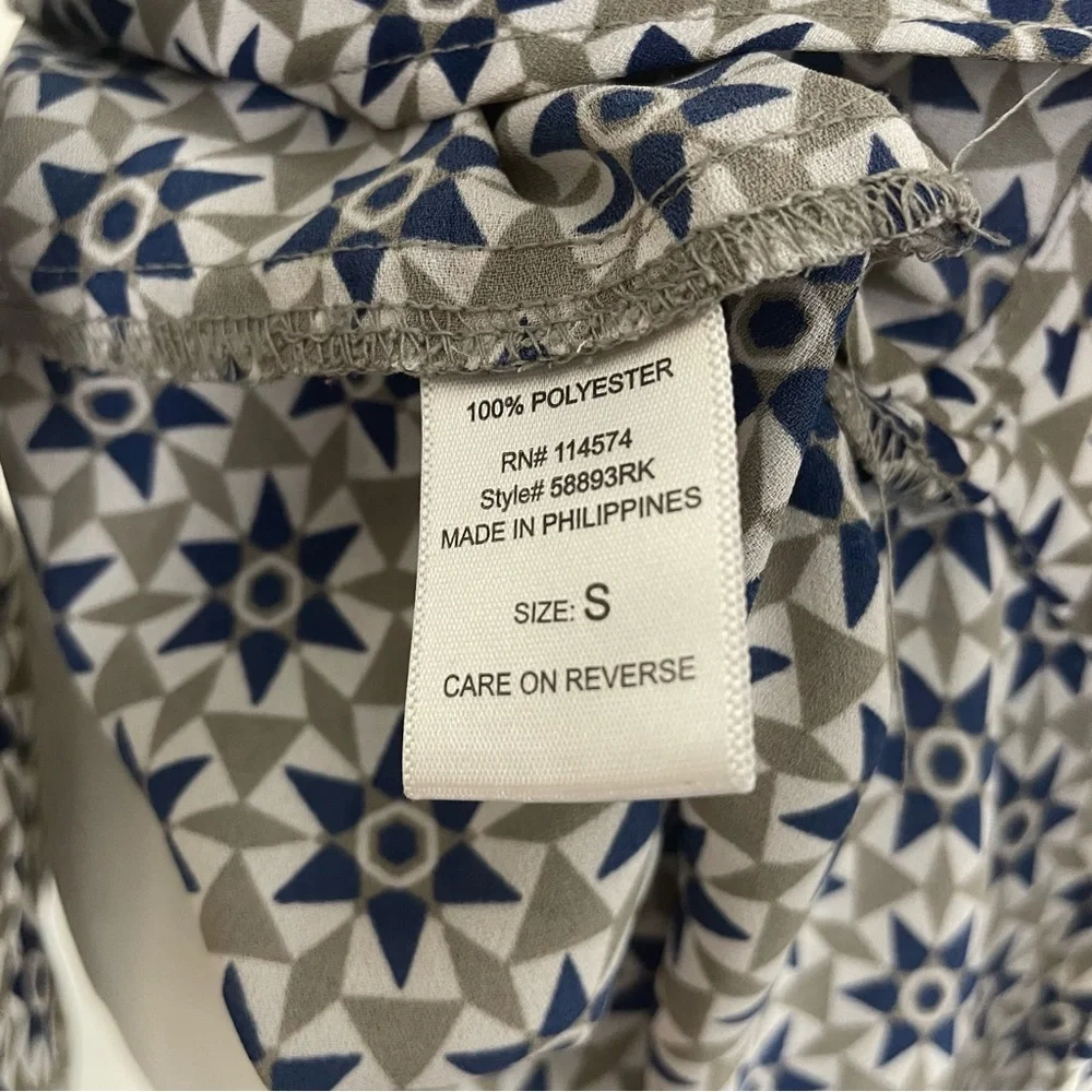 Prana Geometric Star Tunic Top Pullover Size Small White Gray Blue - Picture 7 of 11